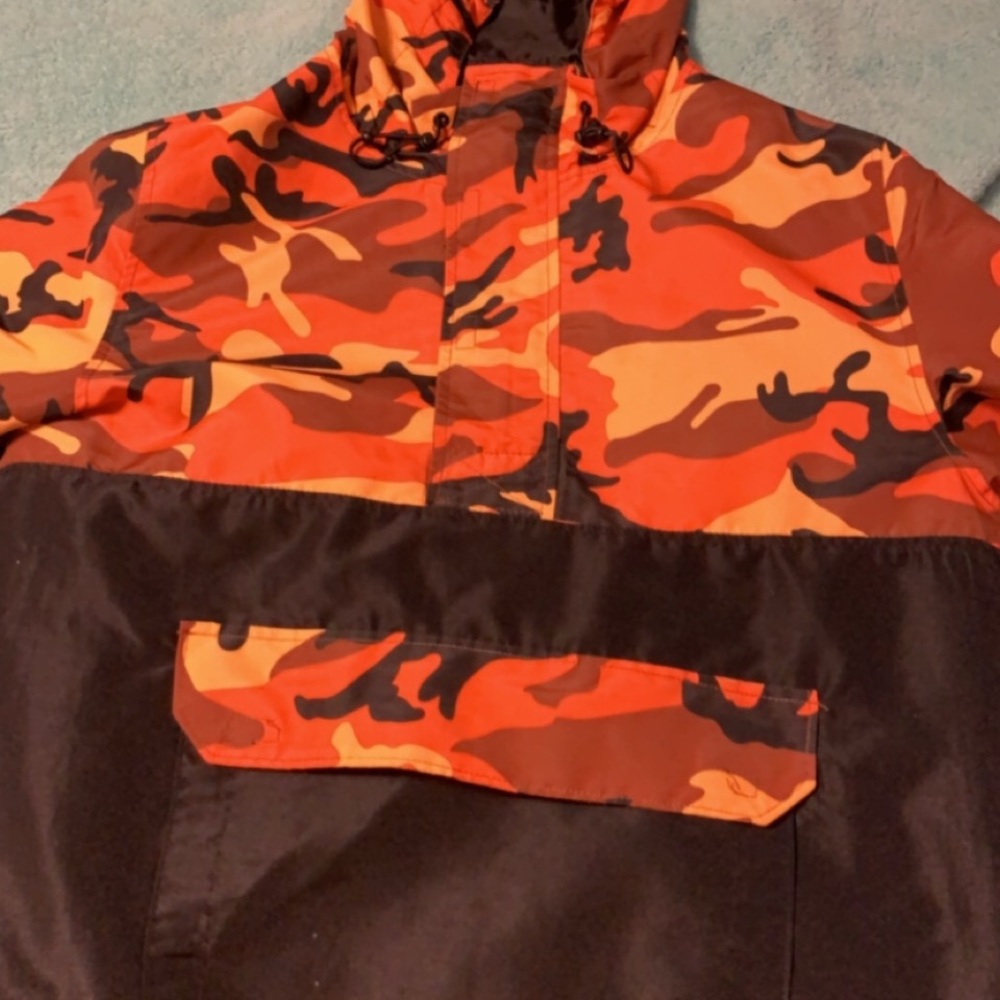 Zumiez orange camo and black WINDBREAKER